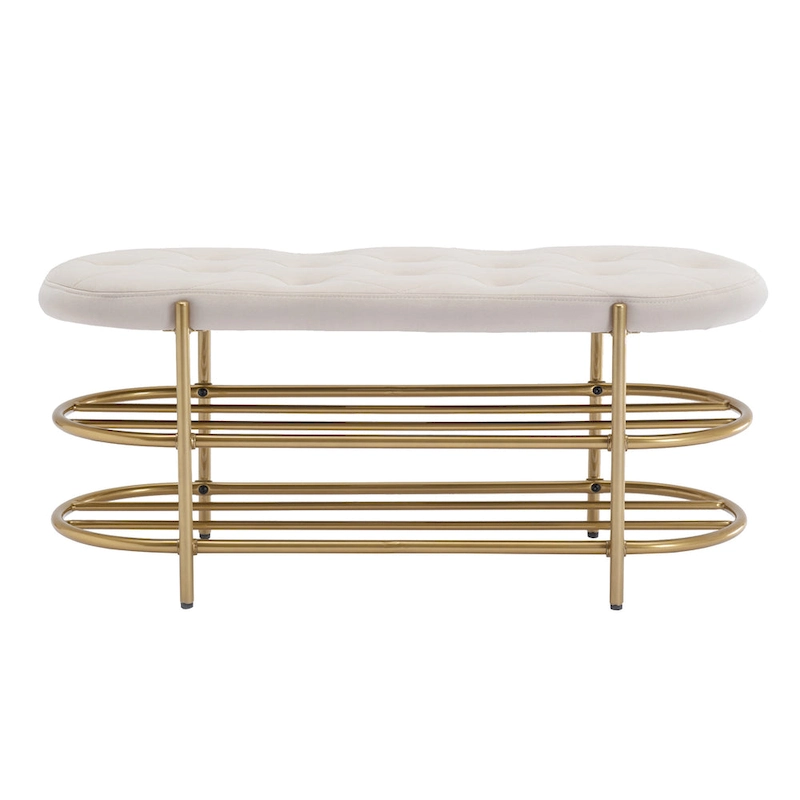 SEYNAR 40 Velvet Upholstered Living Room Bench with Double shoe rack