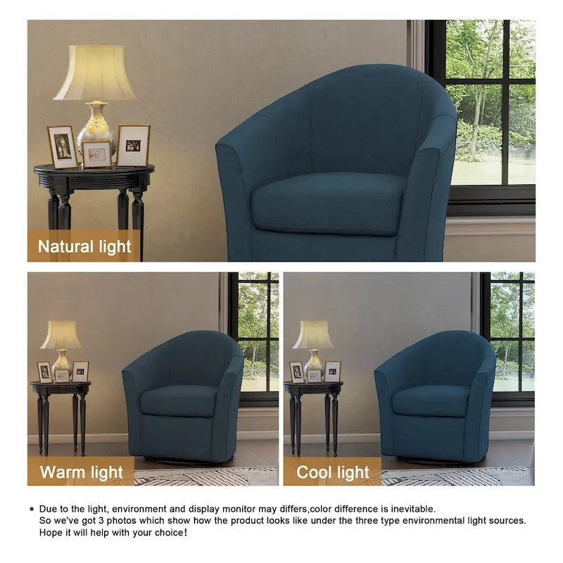 Modern Upholstered Swivel Barrel Chair Living Room Accent Chair