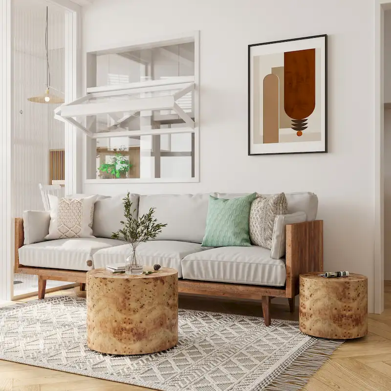 Set of 2 Modern Wooden Nesting Round Coffee Table