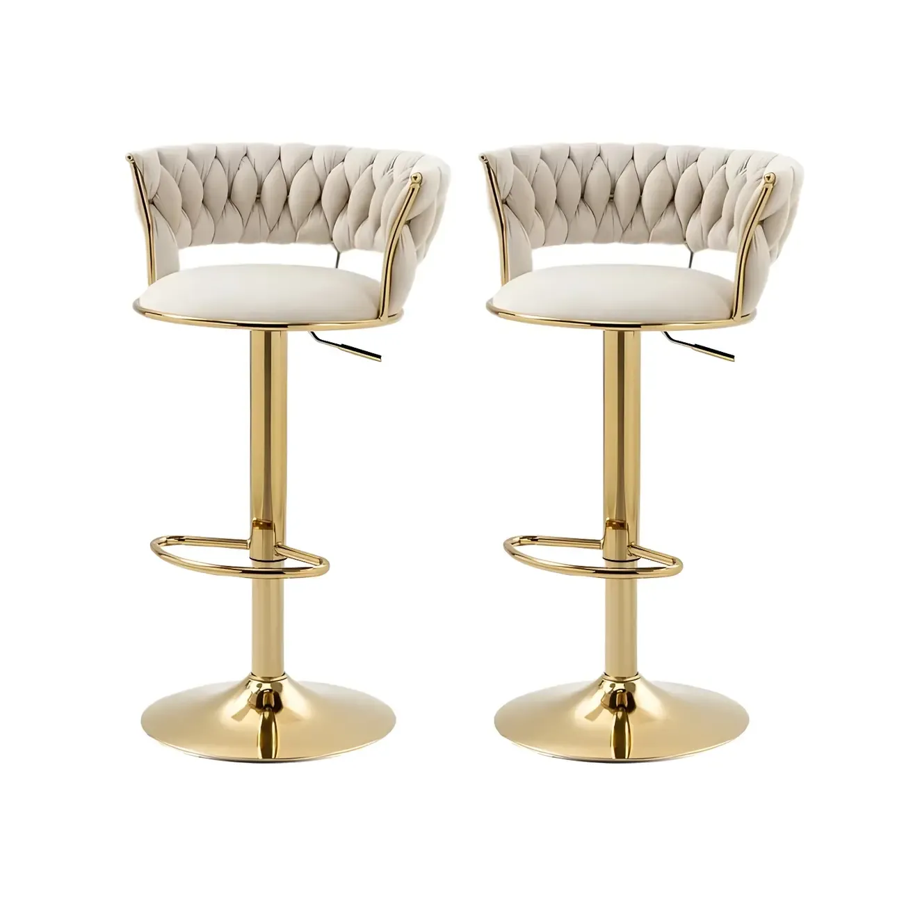 Gold Base Low Back Adjustable Swivel Bar Stool