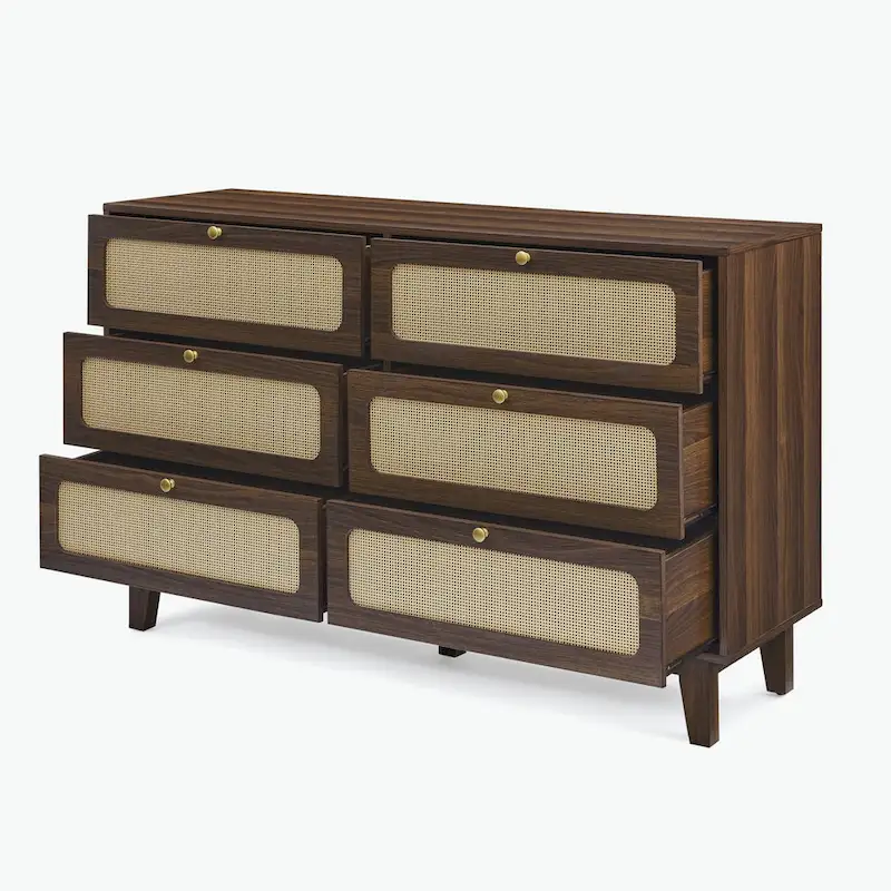 wooden antique six-drawer dresser