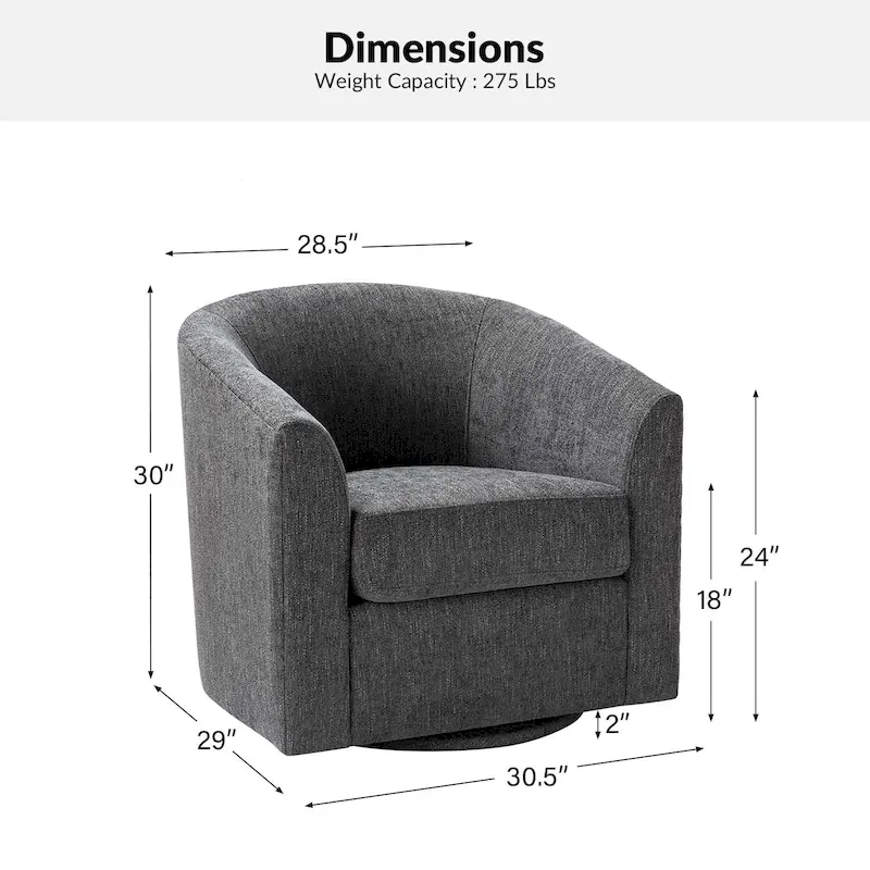 Cuenca Modern Upholstered Barrel Chair with Swivel Base