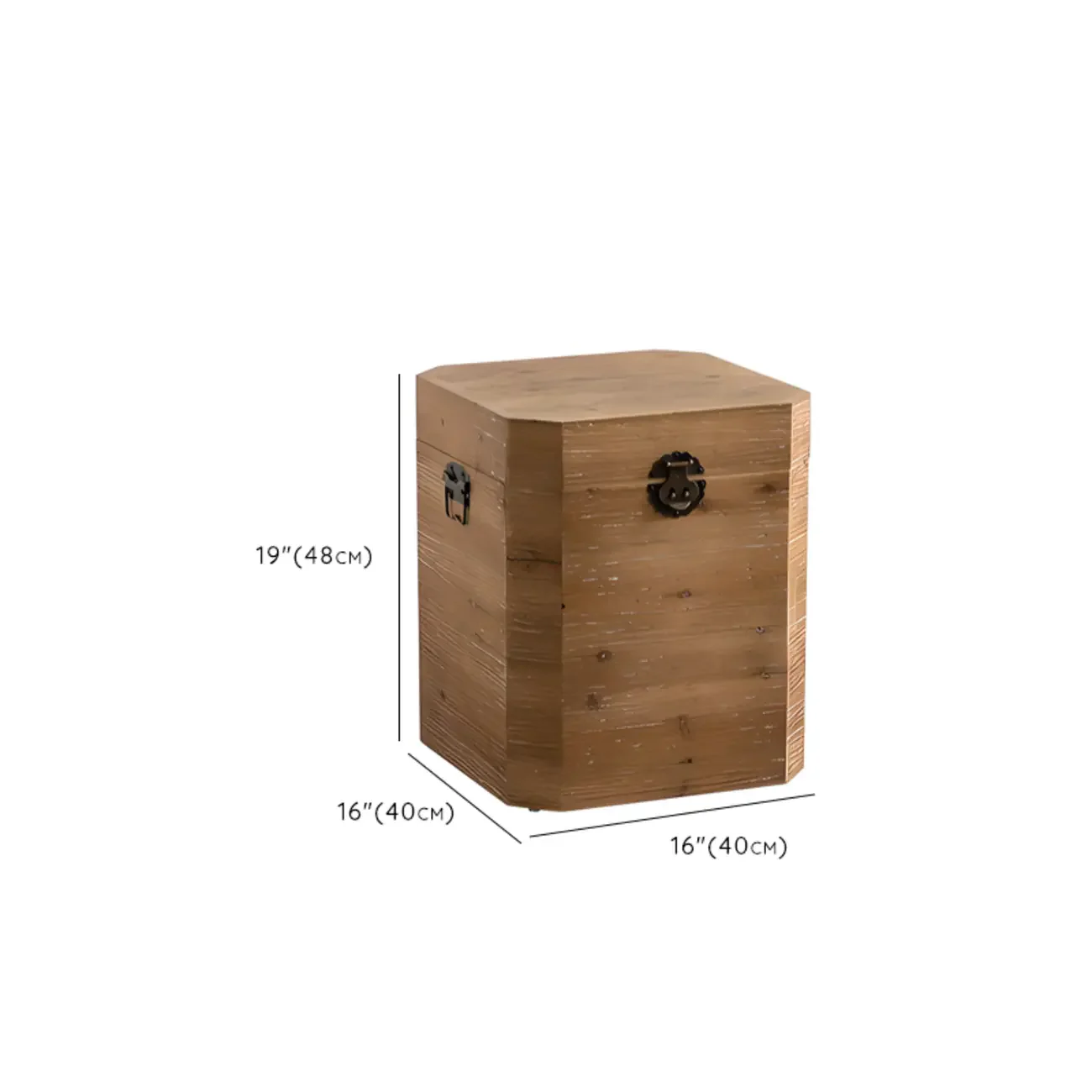 Natural Finish Square Rustic Wood End Table