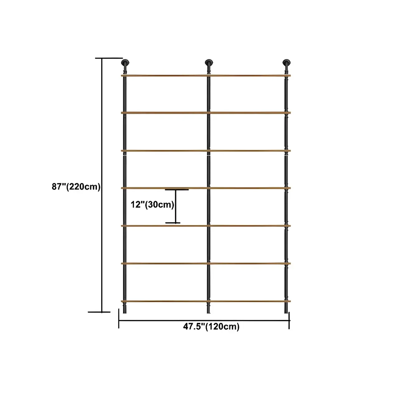 Industrial Black Wood Wall-Mounted Bookcase