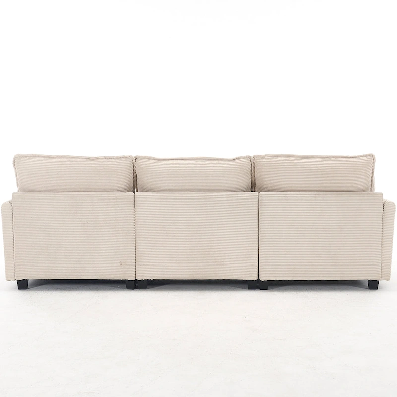 102 Velvet U-Shaped Sectional Sofa with Ottoman & Lumbar Pillows