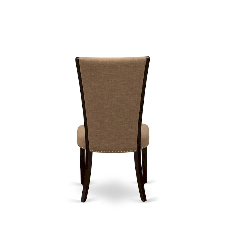 East West Furniture Dinette Set- a Rectangle Dining Table and Light Sable Linen Fabric Parson Chairs, Mahogany (Pieces Option)