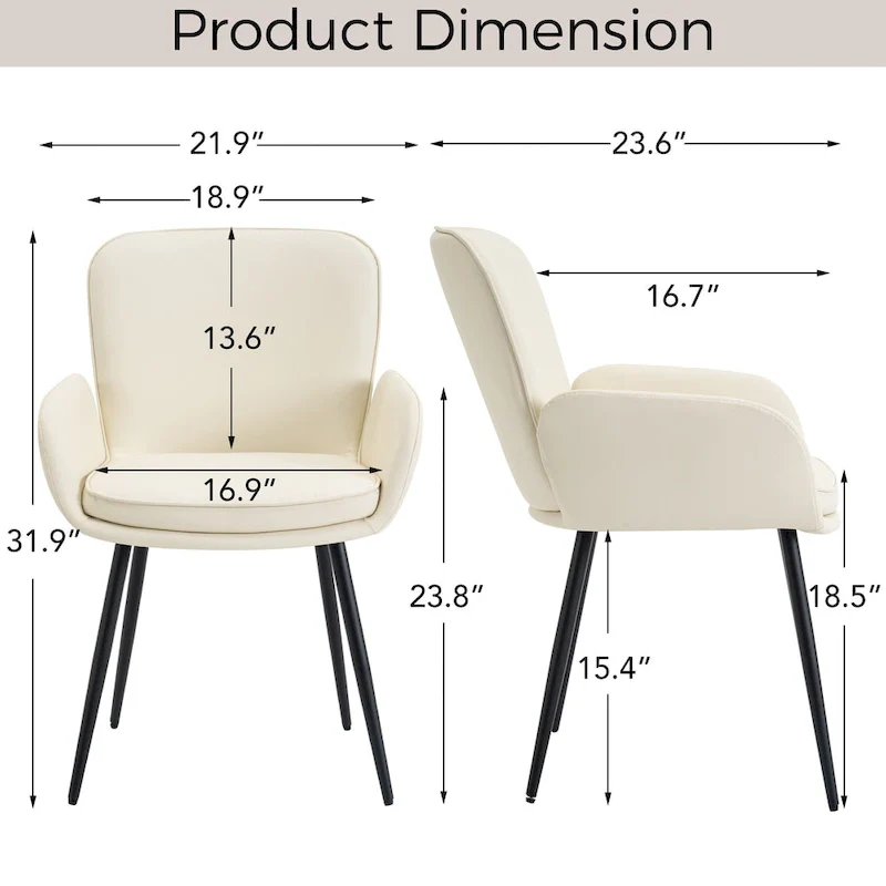 Set of 2 Cat-Scratch Resistant Dining Chairs with Gold Metal Legs