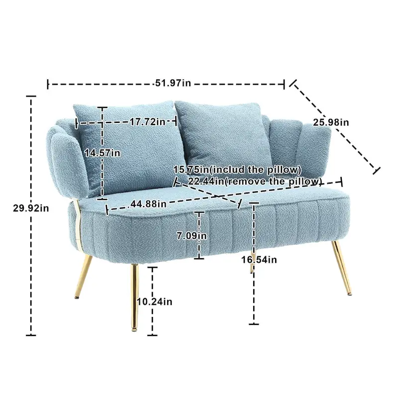 Modern Upholstered Armsofa Tufted Sofa with Metal Frame