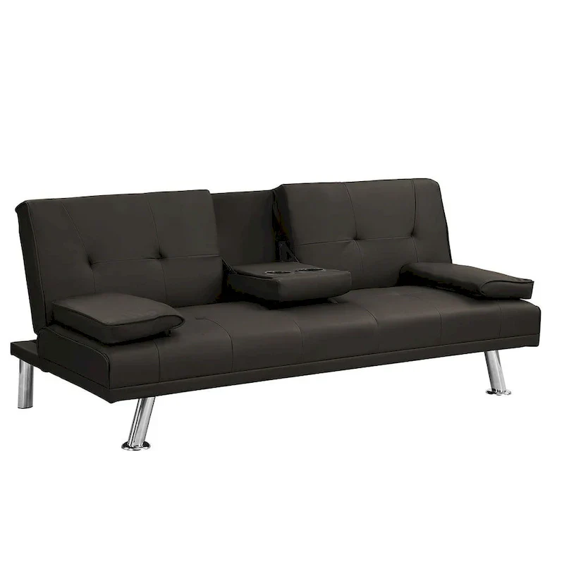 Modern Convertible Adjustable Sofa Bed - Faux Leather Recliner Double Sofa
