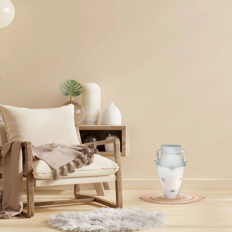 Barrel Shaped White Wash Ceramic Vase