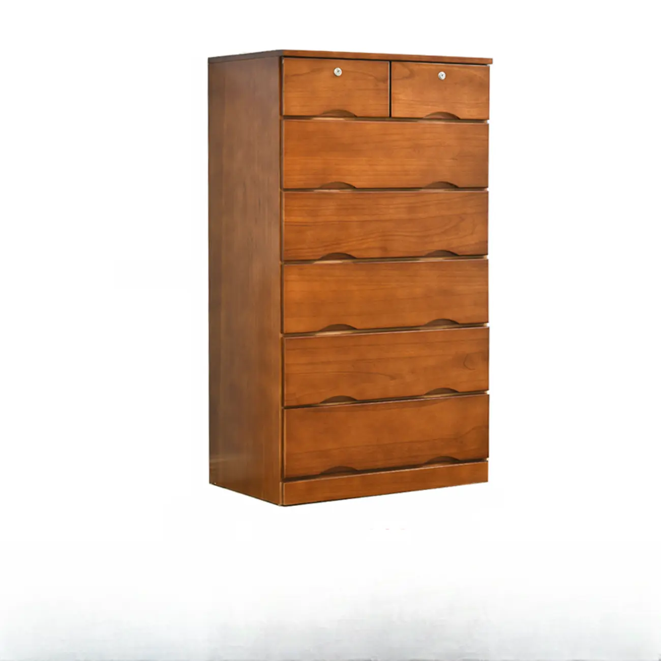 Natural Wood Double Dresser with Lockable Drawer