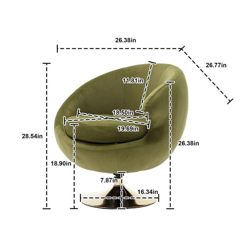 HOMEFUN Velvet 360 Degree Swivel Cuddle Barrel Accent Chairsset of 2