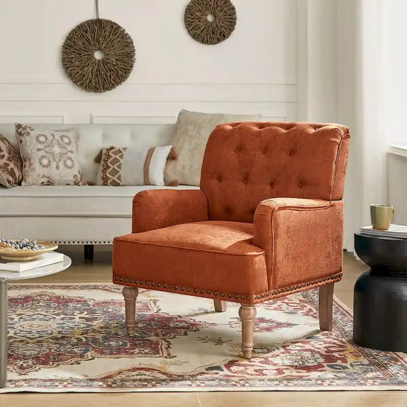 Geltrude Classic Upholstered Accent Arm Chair with Button Tufted Back by HULALA HOME