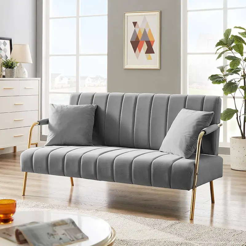 Ouyessir Upholstered Loveseat, Tufted Back Couch, Accent Armchair with 2 Pillows