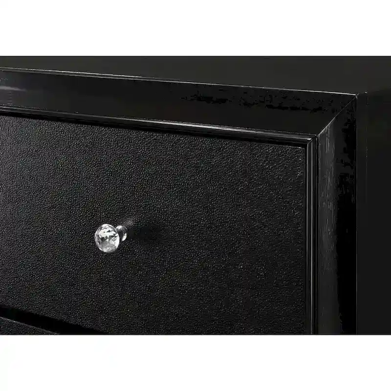 4-Piece Black LED Fabric Tufted Panel Bedroom Furniture Set