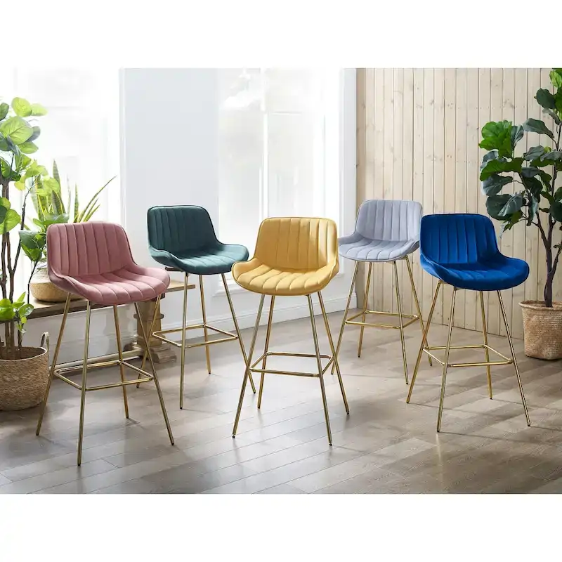 Art Leon Modern Swivel Velvet Barstool (Set of 2)