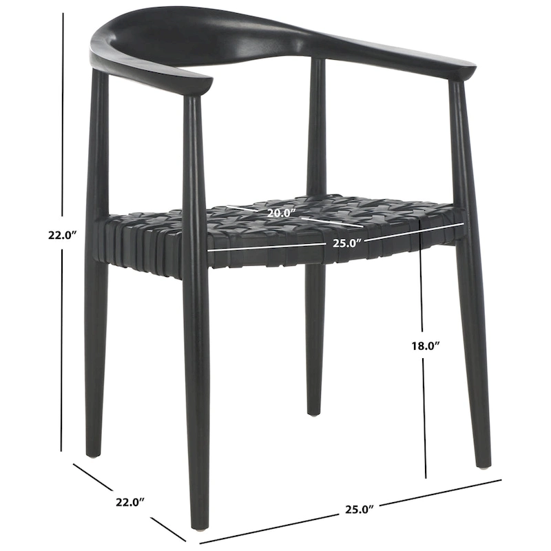 SAFAVIEH Birtie Woven Leather & Solid Wood Accent Chair (Fully Assembled) - W25 x D22 x H22 - 25Wx22Dx22H