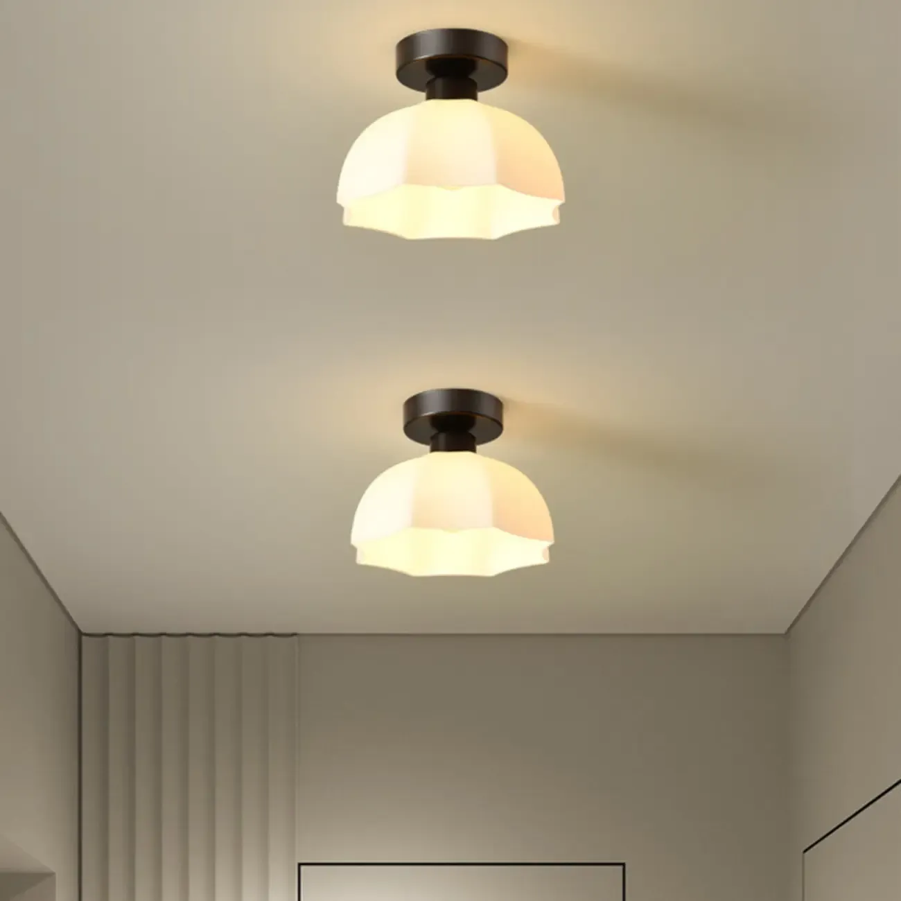 Modern Hallway Metal Rhombus Semi Flush Ceiling Light