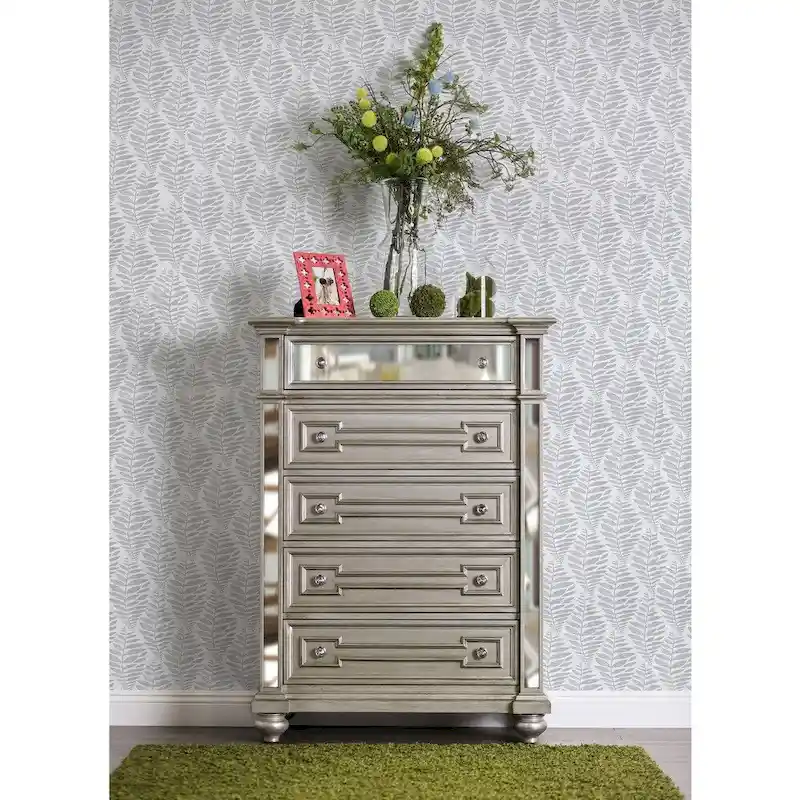 Eaen Glam Champagne Solid Wood 5-Drawer Chest by Furniture of America