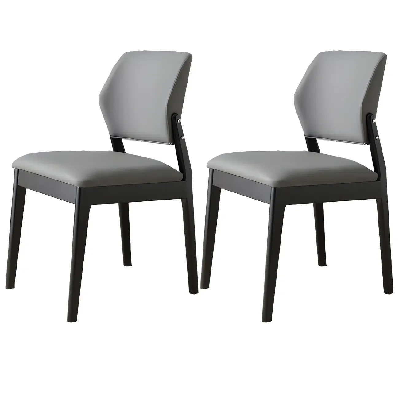 Modern Wood Faux Leather Beige Low Back Dining Chair