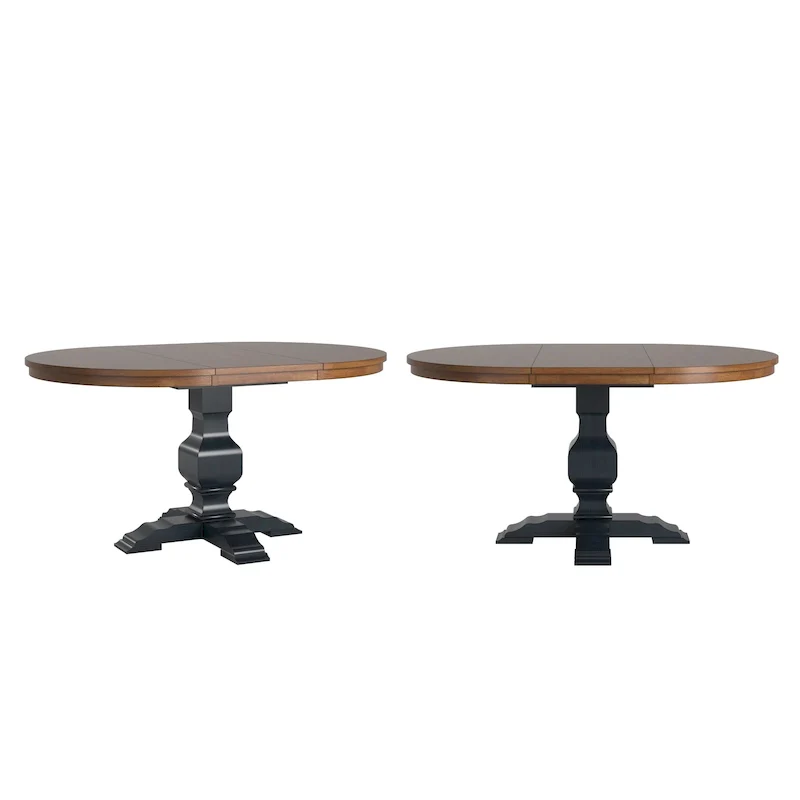 Ronda Two-Tone Oval Solid Wood Top Extending Dining Table