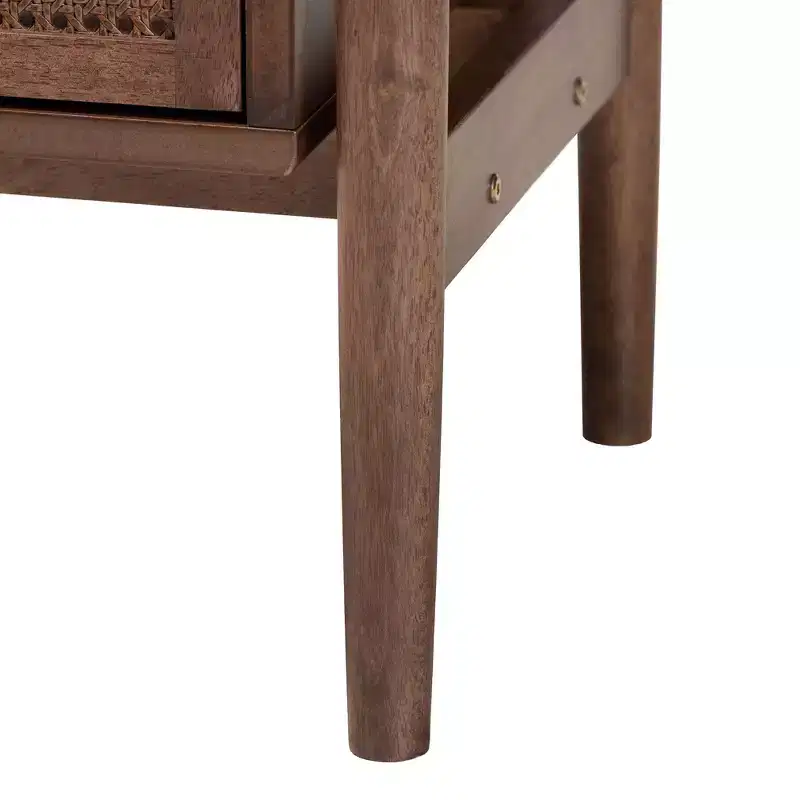 Baxton Studio Alyssa Japandi Walnut Brown Wood 4-Piece Bedroom Set