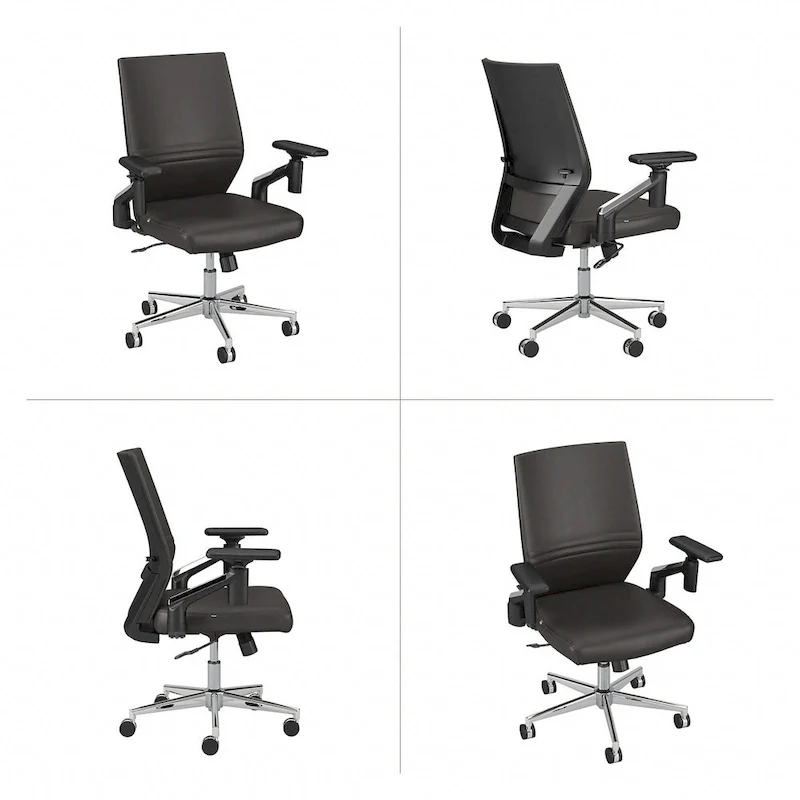 Mid Back Bonded Leather Office Chair with Adjustable Height and Armrests