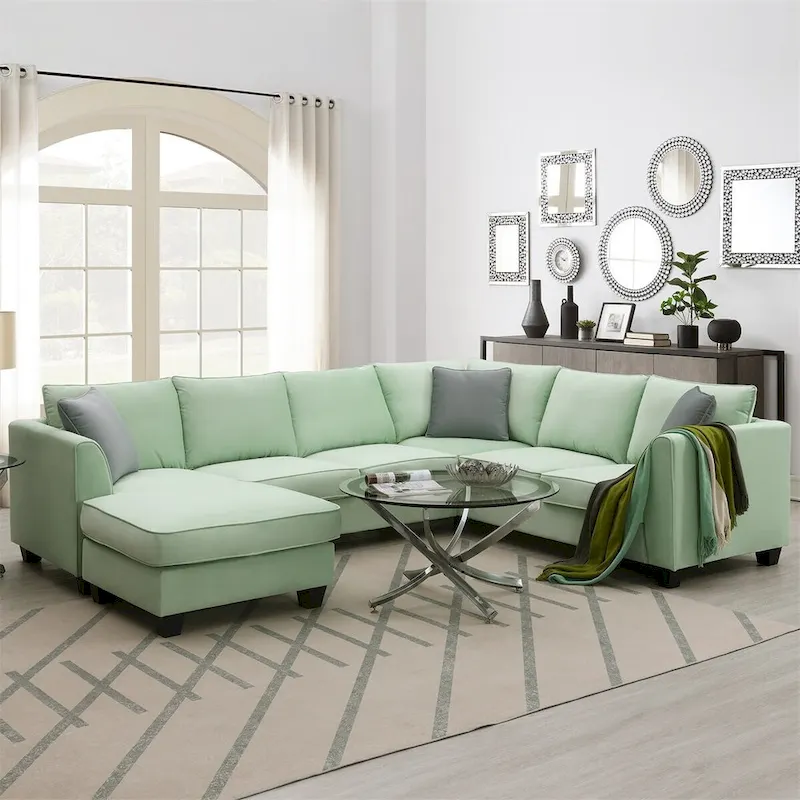 Merax 112*87 Sectional Sofa Couches Living Room Sets 7 Seats Modular Sectional Sofa