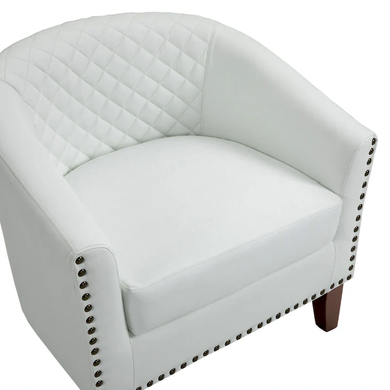 Barrel Accent Chair PU Leather with Nailhead Trim