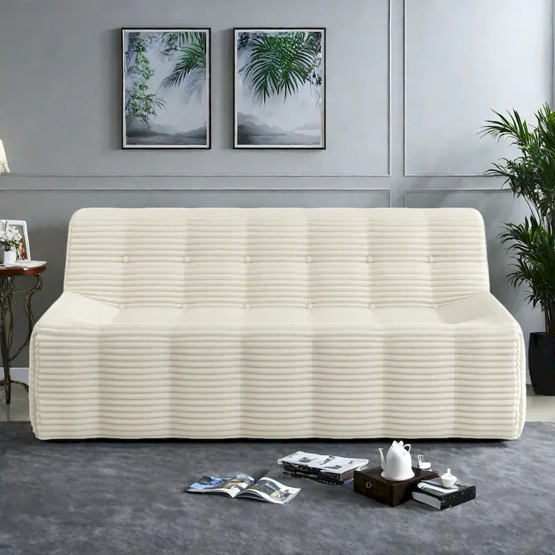 75 Foam 3-Seat Sofa with No Assembly, Space-Saving Design, and Easy Setup
