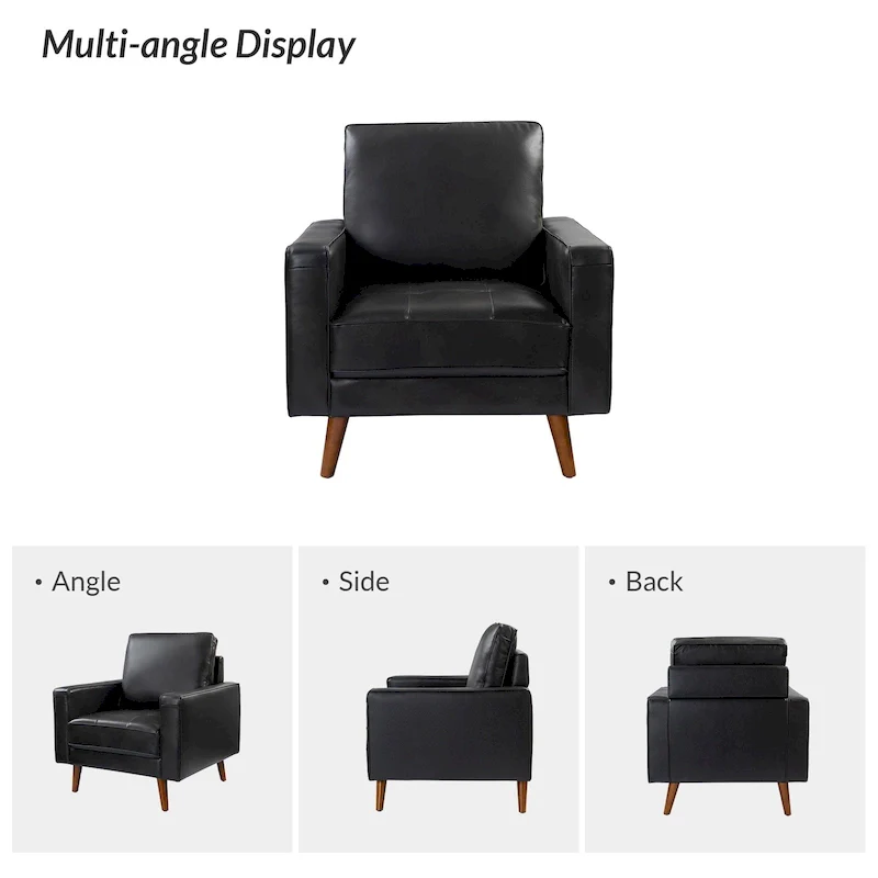 Mid-century Genuine Leather Arm Chair