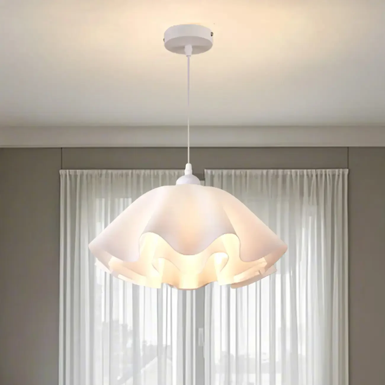 Layered Floral White Acrylic Pendant Light for Elegant Living Room
