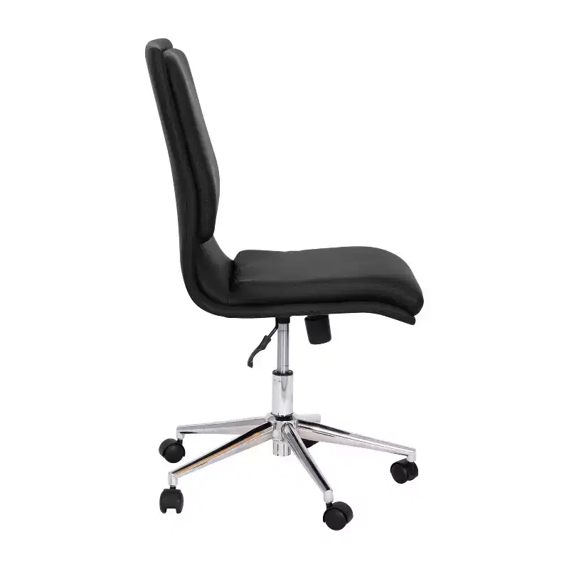 Emma and Oliver Modern Faux Leather Upholstered Mid-Back Home Office Chair with 5 Star Base and Pneumatic Seat Height Adjustment