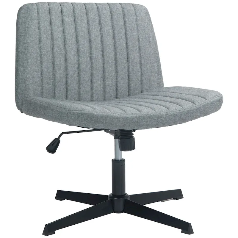 HOMCOM Wide Office Chair, Armless Office Desk Chair, Computer Fabric Vanity Chair with Adjustable Height