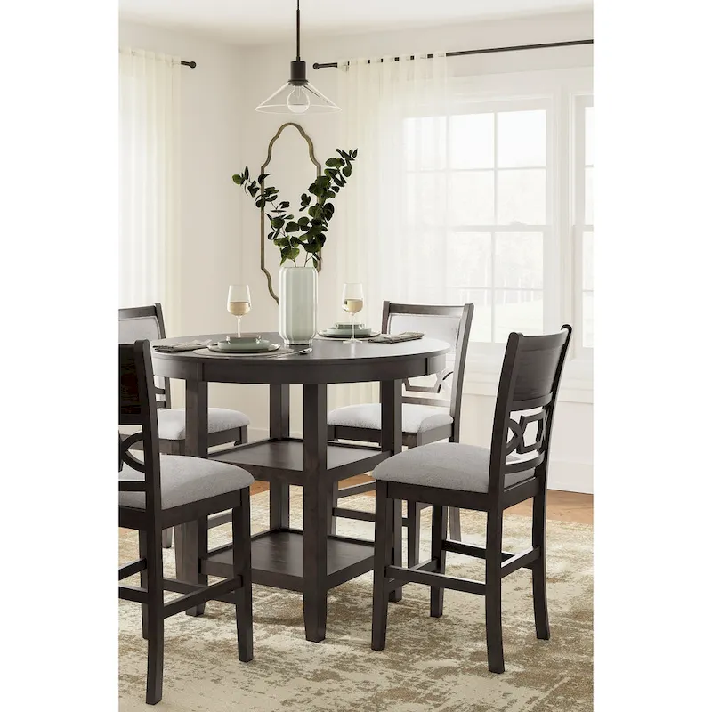 Signature Design by Ashley Langwest Counter Height Dining Table and 4 Barstools (Set of 5)