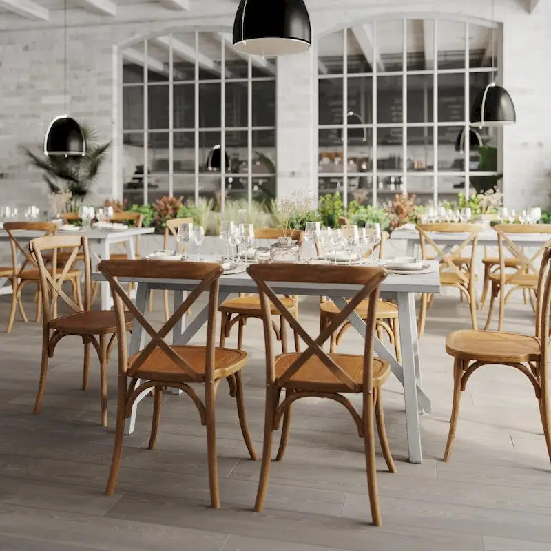 Solid Wood Commercial Grade Trestle Base Dining Table