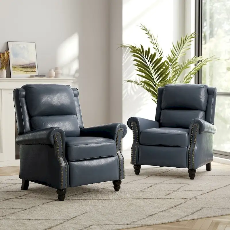 2 Set Modern Padded Seat Recliner Chair with PU Leather/Fabric