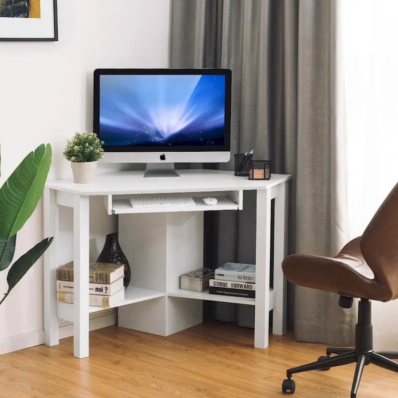 Wooden Corner Computer Desk with Drawer Office Study Table