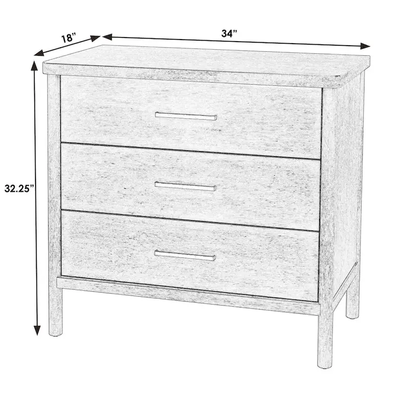 Lennon 3 Drawer Rounded Leg Wood Dresser