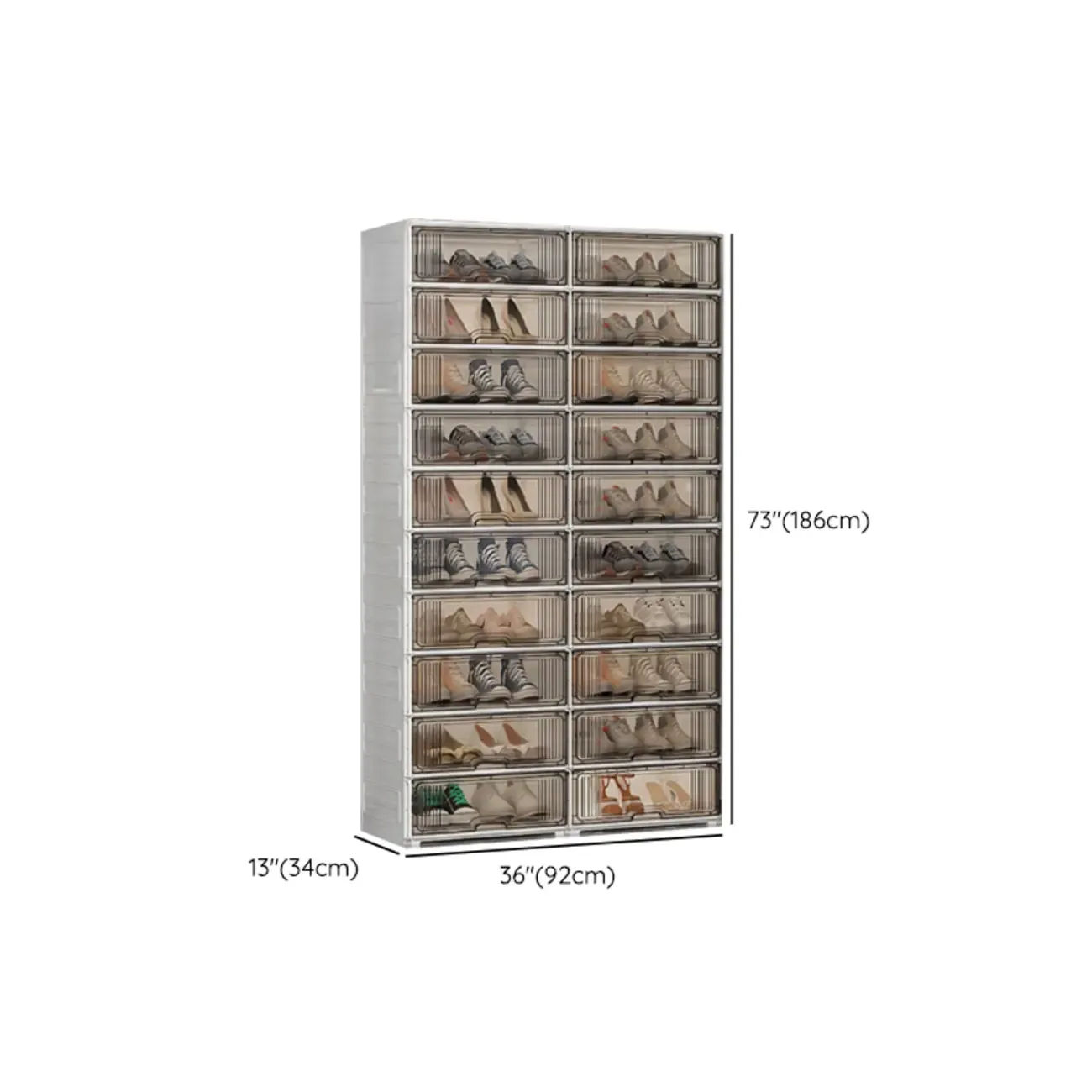 Durable Flip-up Glam Plastic Clear Shoe Boxes Stackable