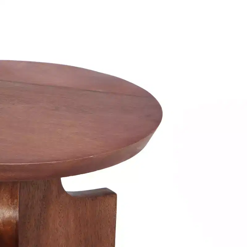 3-Legged Mango Wood Round End Table, Walnut