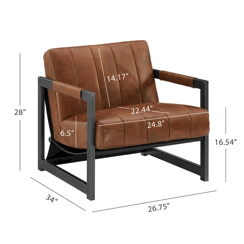 Art Leon Genuine Leather Lounge Accent Arm Chair
