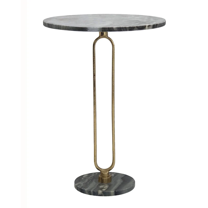 A&B Home Alexus Oval Steam Marble Table - Black/Gold