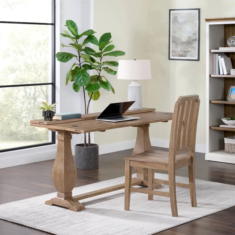 60 Solid Wood Pedestal Flip-top Sofa Console Table