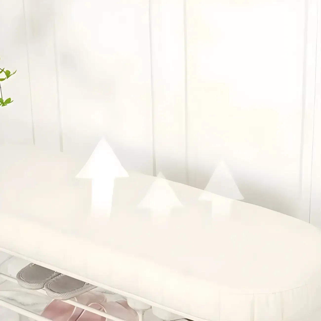 Elegant Oval Metal Cushioned Shoe Rack Bench