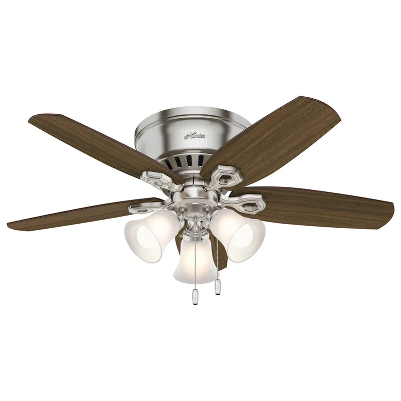 Hunter 42  Builder Low Profile Ceiling Fan with 3-Light LED Light Kit and Pull Chain