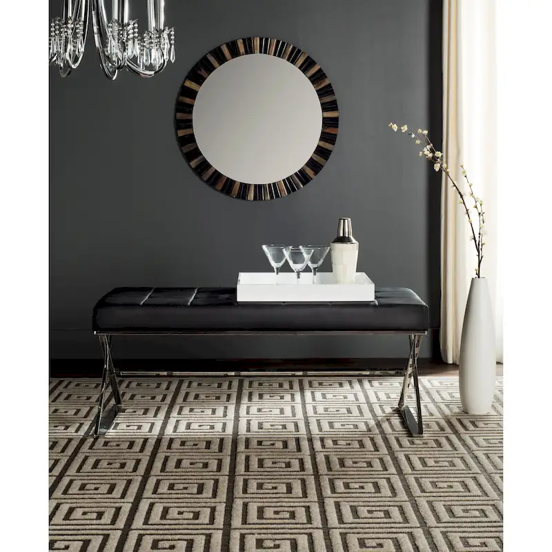 SAFAVIEH Lorayne Modern Glam Tufted Grey Bench - 43Wx18Dx18H