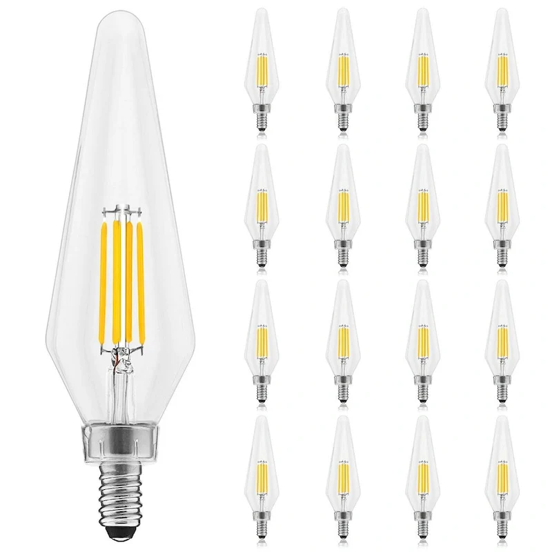 Luxrite E12 Candelabra LED Light Bulbs 60 Watt Equivalent, 2700K Warm White, Enclosed Fixture Rated, Dimmable...