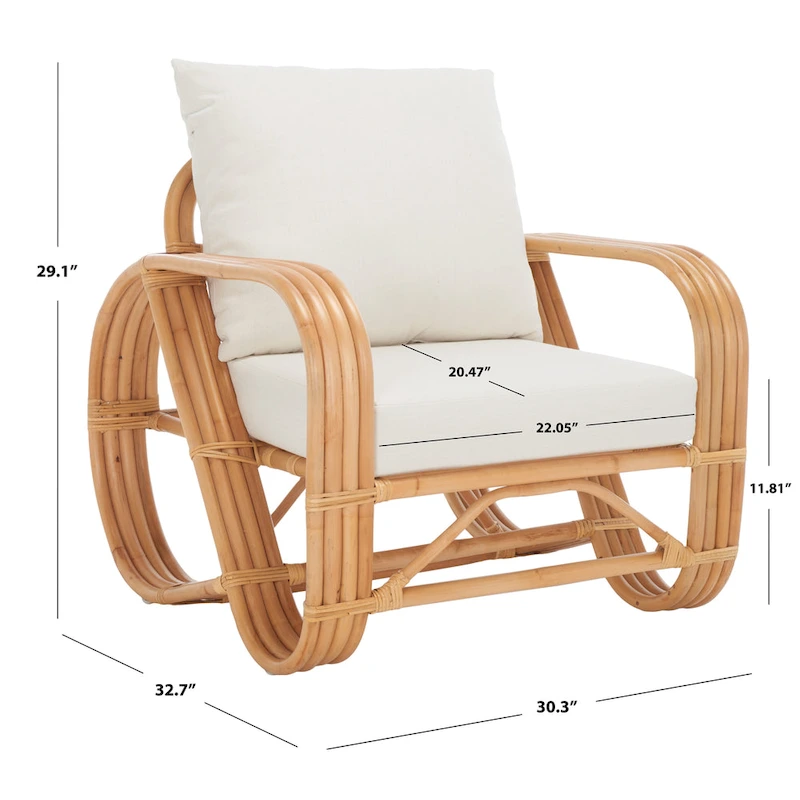 SAFAVIEH Alvena Accent Chair with Cushion - 30 W x 33 D x 29 H - 30Wx33Dx29H