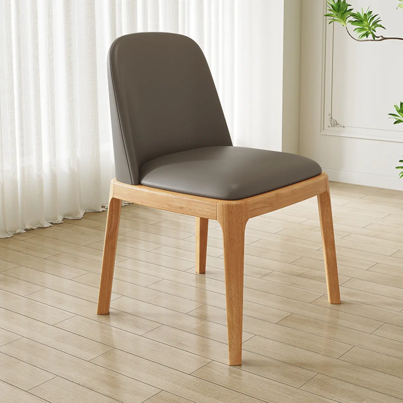 Modern Rubber Wood Upholstered Dining Chair Set of 2